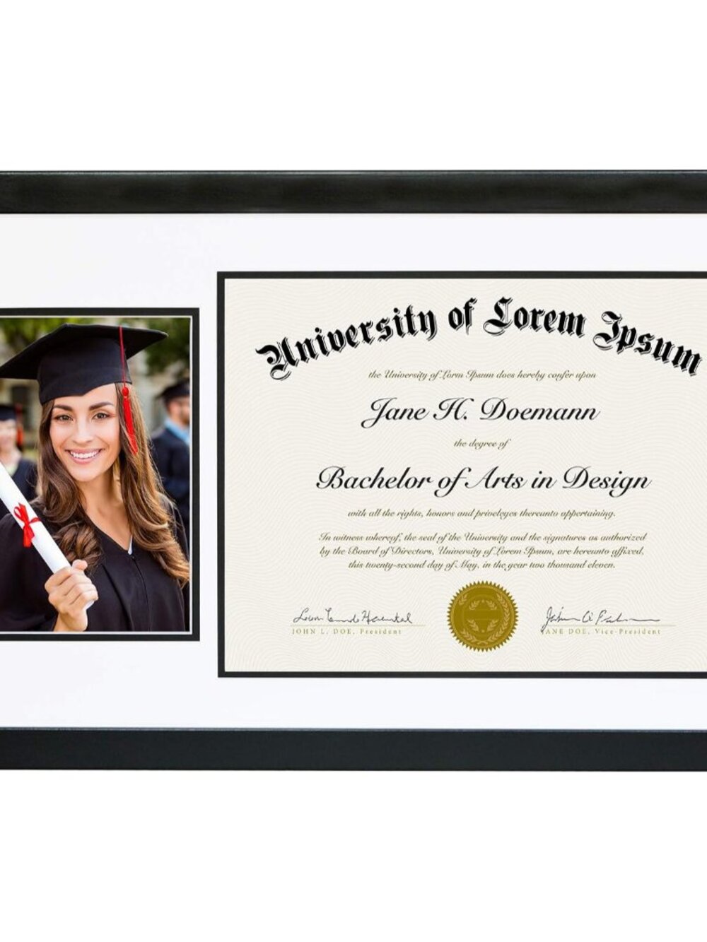 11x18 Diploma Frame with Shatter-Resistant Glass - Fits 8.5x11 Diplomas and 5x7